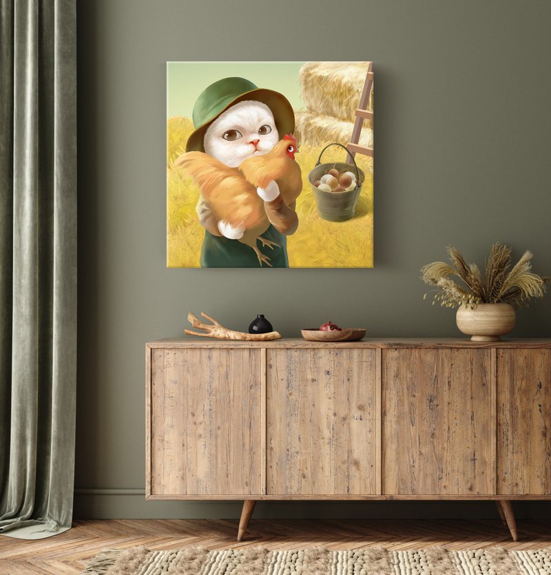 Bao Bao Illustration Art Print Farm Chicken Moment - โปสเตอร์ - วัสดุอื่นๆ สีส้ม