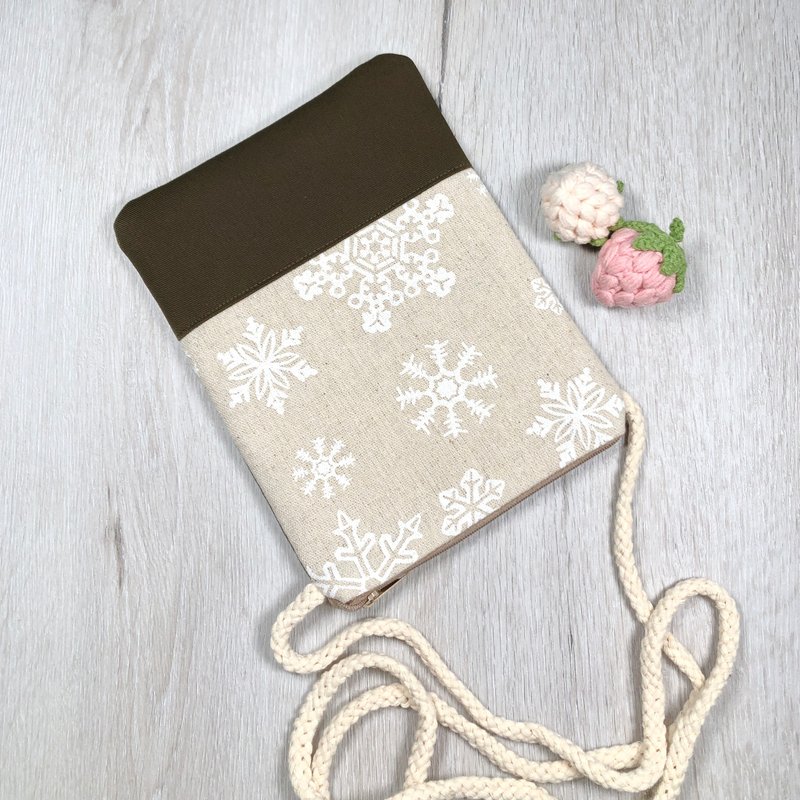 Phone bag/shoulder bag/baby backpack/mobile phone bag/mobile phone bag~ Snowflake (D-31) - กระเป๋าแมสเซนเจอร์ - ผ้าฝ้าย/ผ้าลินิน สีกากี