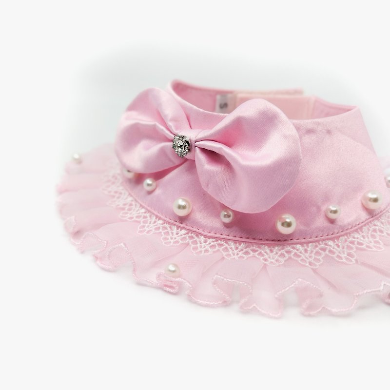 【Momoji】Pet Bib Collar - Princess Margaret (04-Flamingo Pink) - ชุดสัตว์เลี้ยง - ผ้าฝ้าย/ผ้าลินิน สึชมพู