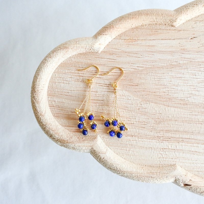 sui  -lapis lazuli- - Earrings & Clip-ons - Other Metals Gold