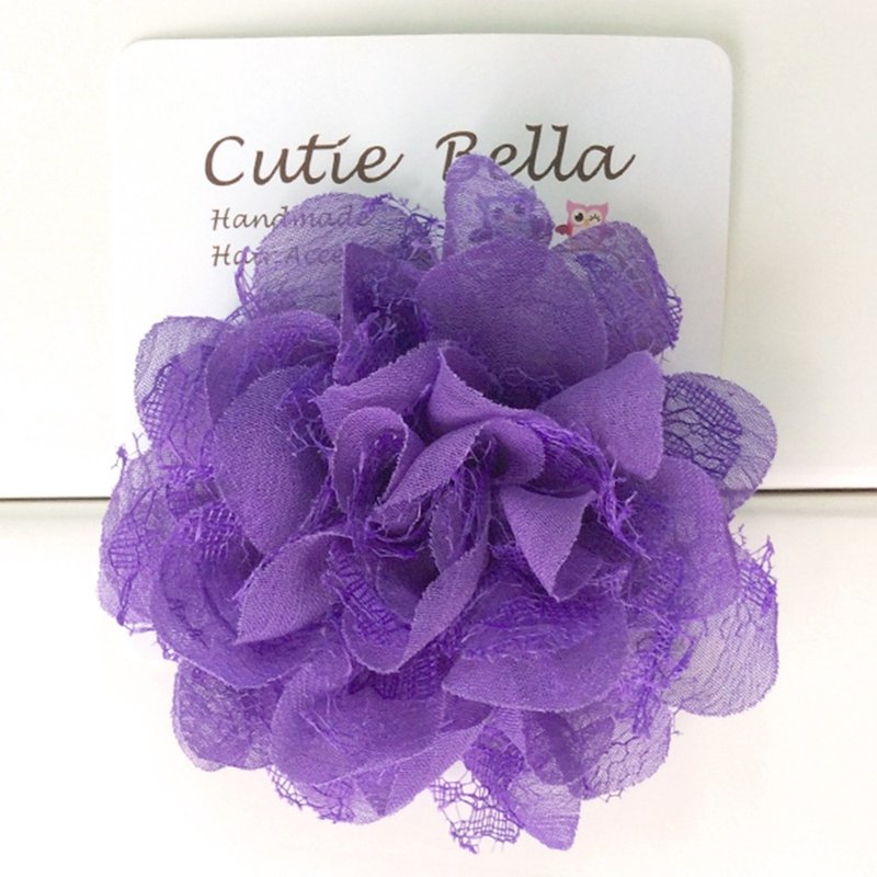 Cutie Bella Handmade Hair Accessories Full Covered Cloth Lace Camellia Lace Camellia Hairpin-Violet - Hair Accessories - Polyester 