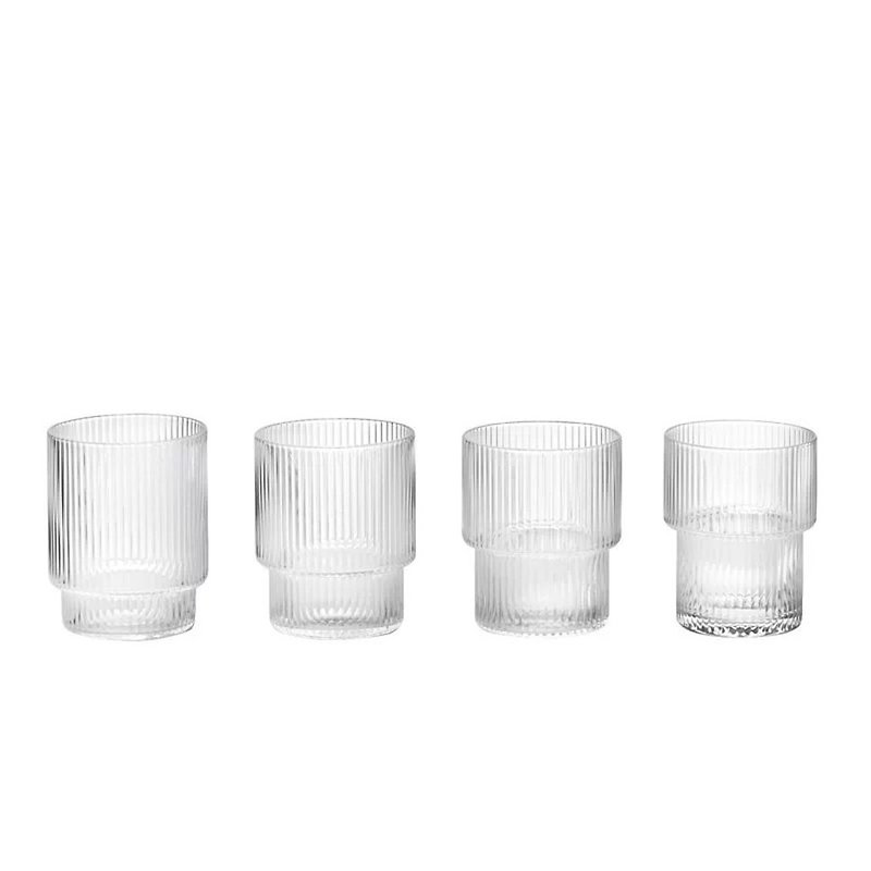 Ripples / low water cup four-piece set - Cups - Glass Transparent