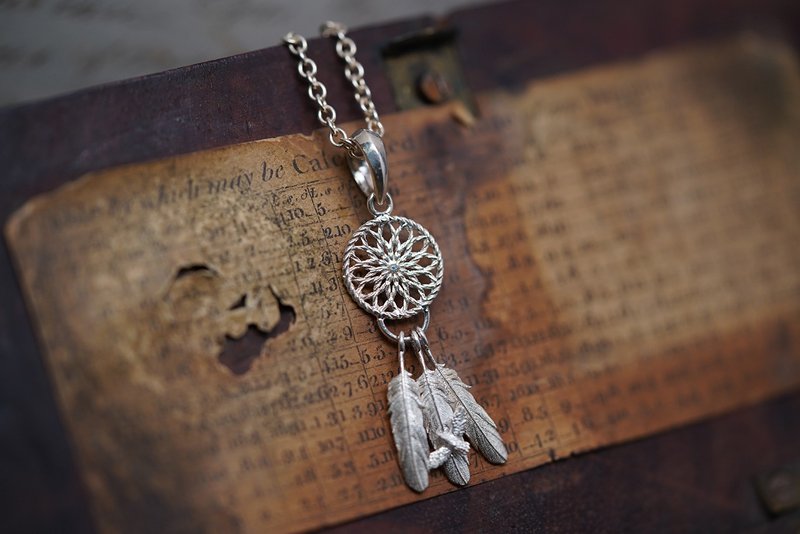 925 Silver Mini Dream Catcher Pendant (Chain is not included) - Necklaces - Sterling Silver 