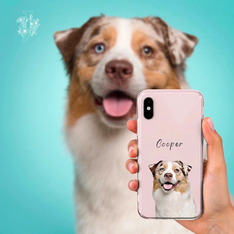 個性化手工寵物自畫像手機殼 客製化手繪iPhone手機殼毛孩子肖像 - 手機殼/手機套 - 其他材質 多色