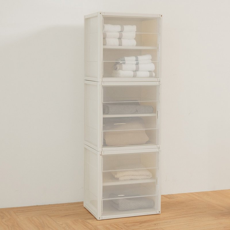 [ikloo] Clear stackable storage cabinet-3 pieces - Storage - Plastic 