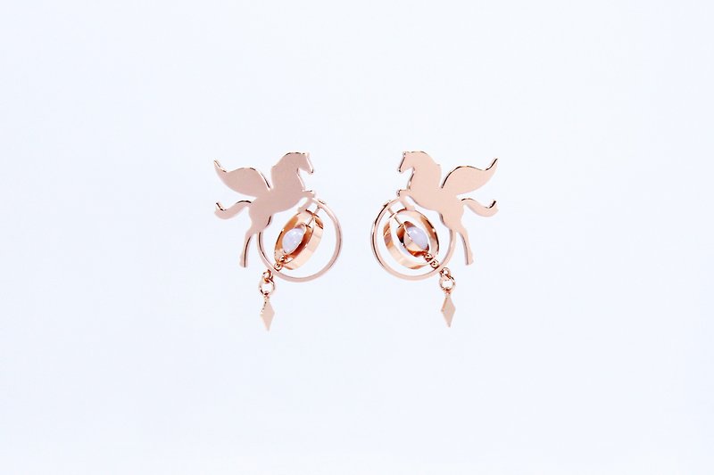 Illusions Series  Pegasus planet earrings  Rose gold colour Silver colour - Earrings & Clip-ons - Copper & Brass 