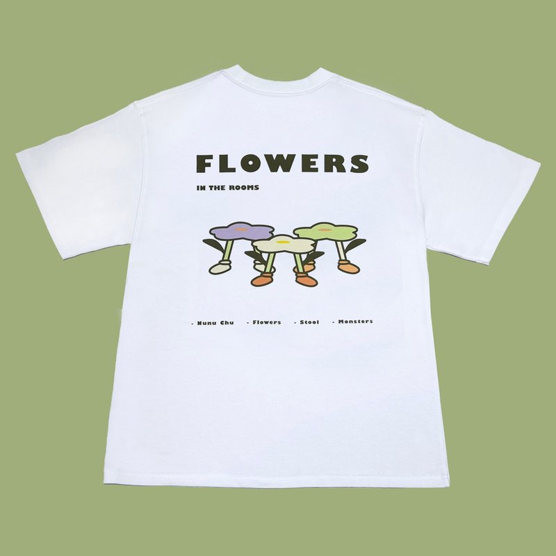 Nunu Chu 花花椅凳怪獸 T-shirt - 男 T 恤 - 棉．麻 白色