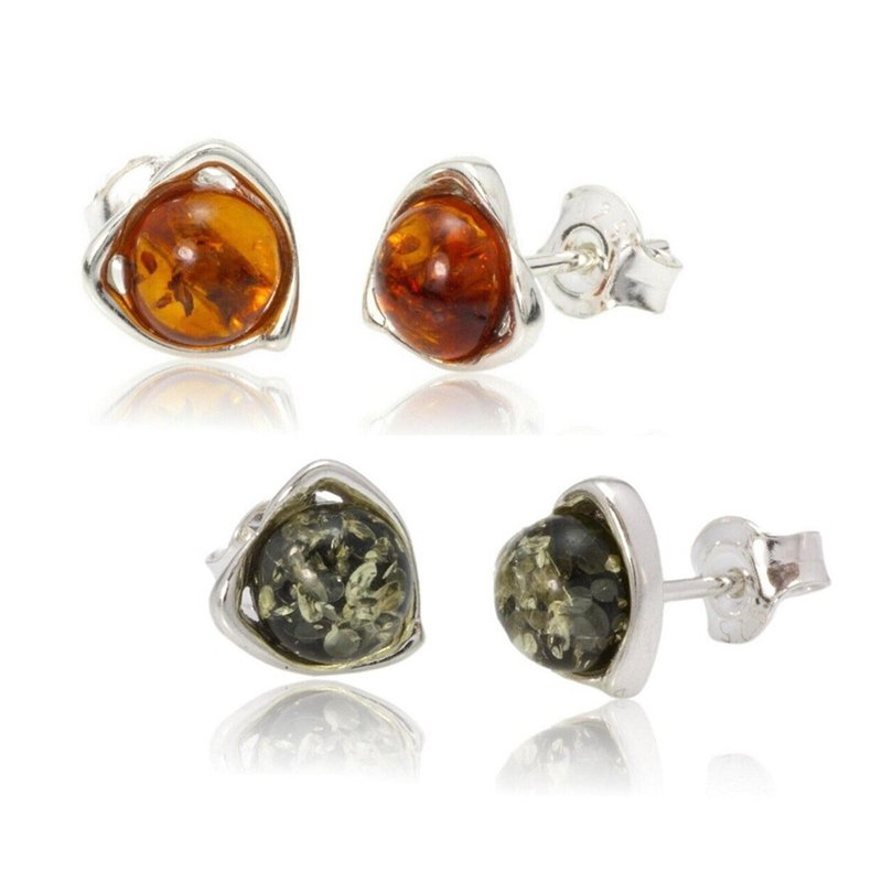 Polish Amber Earrings Choose One of Three Colors - ต่างหู - เครื่องประดับพลอย สีนำ้ตาล