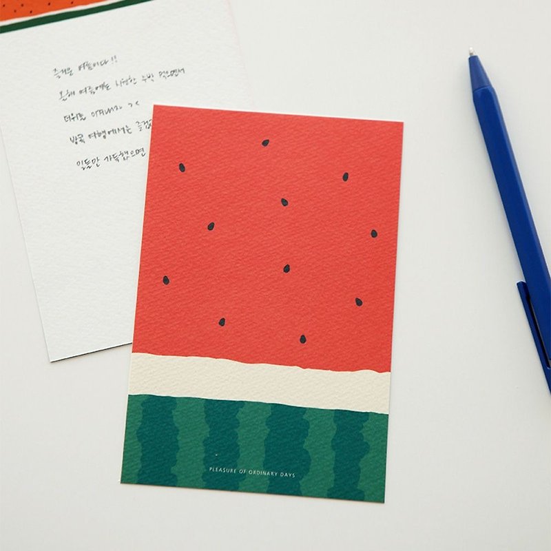 Dailylike Random Le Live Illustration Card -03 to eat watermelon, E2D04784 - Cards & Postcards - Paper Red