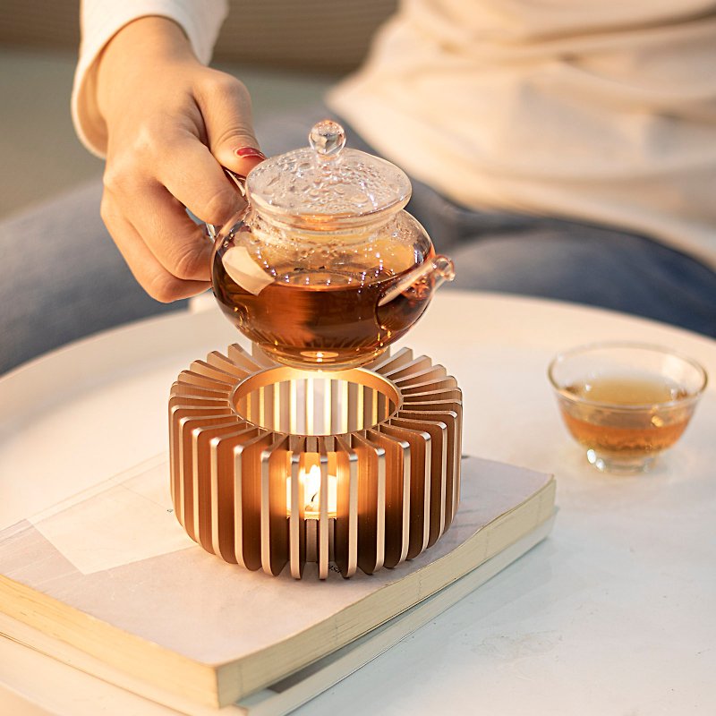 溫茶器暖茶爐子煮水果花茶葉蠟燭茶壺咖啡加熱茶杯保溫墊時尚底座 - 其他 - 鋁合金 金色