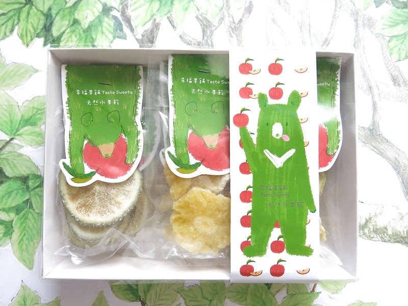 Happy Fruit Shop-Apple Bear Dried Fruit Gift Box 9 pieces - ผลไม้อบแห้ง - อาหารสด สีเขียว
