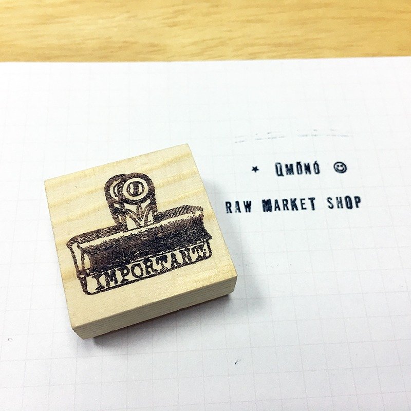 Raw Market Shop Wooden Stamp【Clip No.89】 - Stamps & Stamp Pads - Wood Khaki