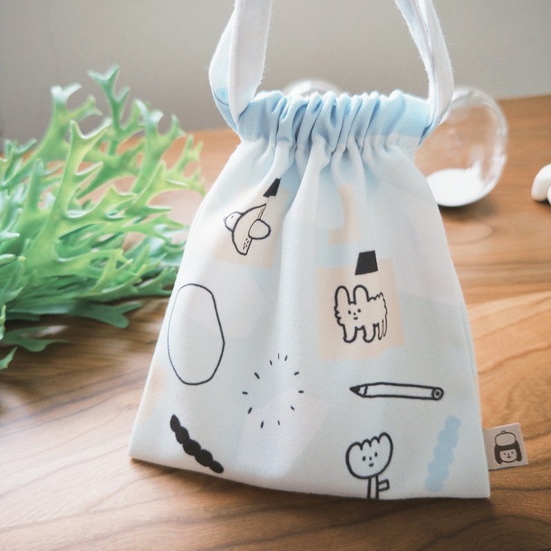 Mint - Drawstring Bag - กระเป๋าหูรูด - ผ้าฝ้าย/ผ้าลินิน สีเขียว