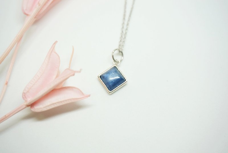 方形 藍晶石 キナイト Kyanite  國際 925 純銀 項鍊 輕珠寶 - 項鍊 - 寶石 藍色
