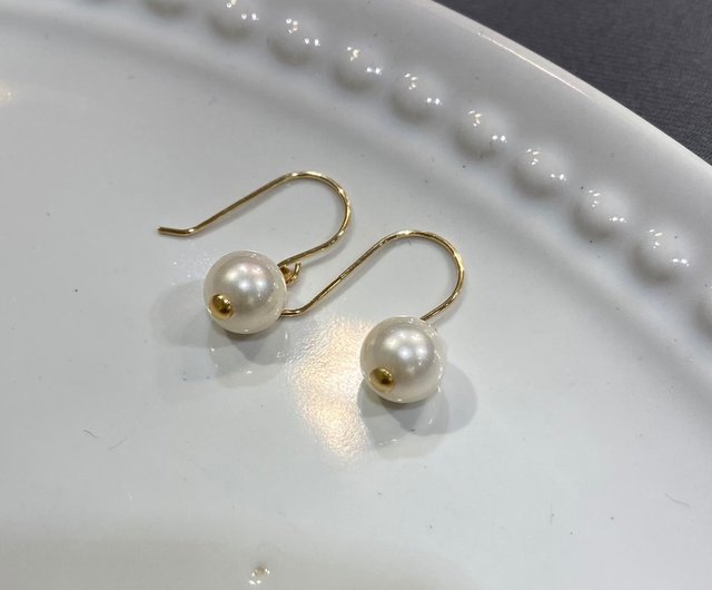 M0826-6)K18YG貝パールピアス K18 GOLD SHELL PEARL】18金6mm