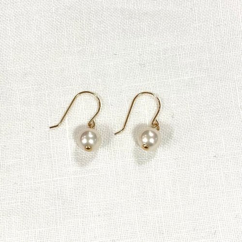 K18 GOLD】18金 6mm 泉州 貝パール フック ピアス 18KP9 6月誕生石