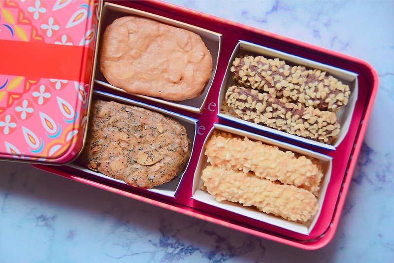 【Pinkoi限定】スペシャルエディション ギフトボックス2 - (手作りアーモンドタイル/リトルハリネズミクッキー) - クッキー・ビスケット - 食材 ピンク