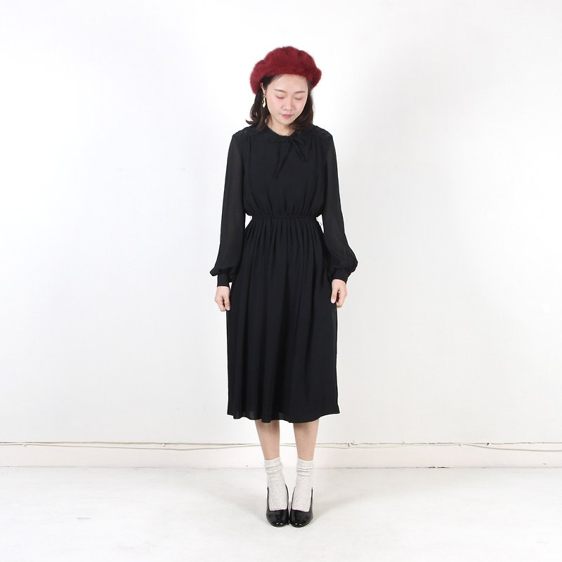 [Vintage] egg plant Seiko lace black with a dress - One Piece Dresses - Polyester Black