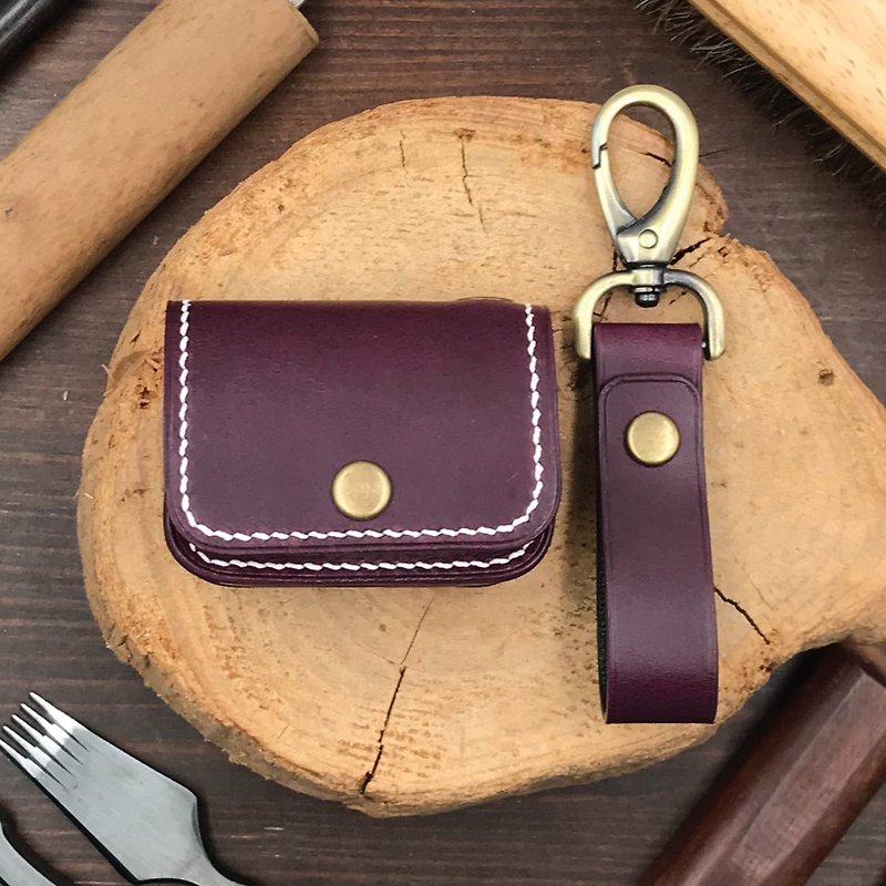 【AirPods Case】Purple Buttero | 1/2/Pro/3 | Handmade Leather in Hong Kong - Headphones & Earbuds Storage - Genuine Leather Purple