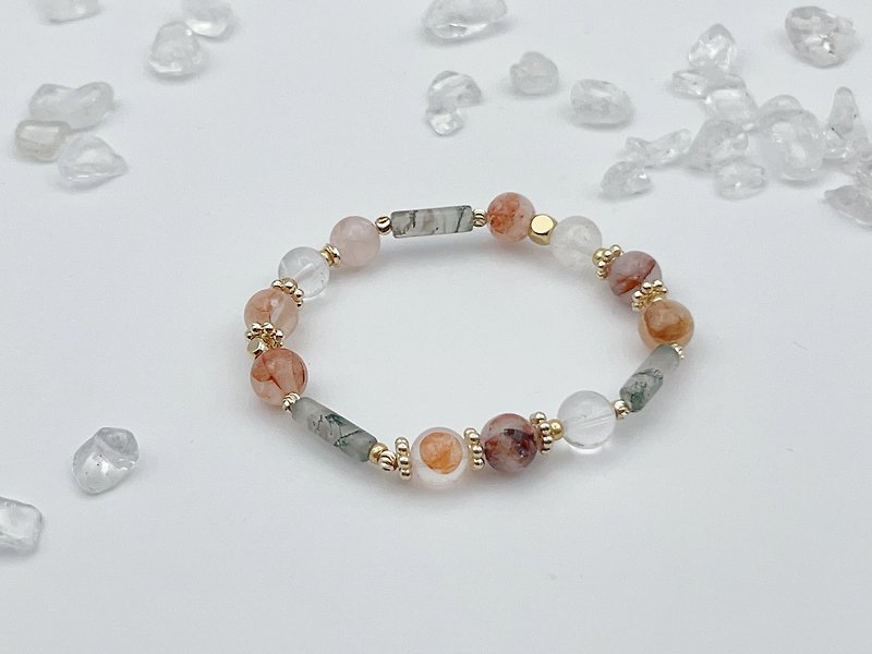 Sosii | Crystal 11 Natural Crystal Bracelet | Feldspar Style - Orange Light | - Bracelets - Crystal Pink