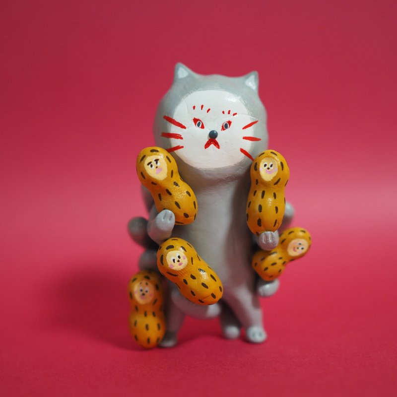 peanut nine-tailed cat - 公仔/玩偶 - 黏土 灰色