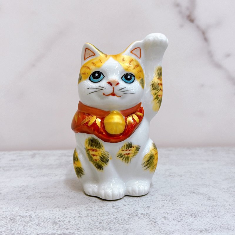 【粉牡聚客】日本九谷燒招財貓 | 金三毛 - 擺飾/家飾品 - 瓷 白色