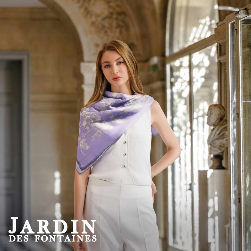 凡爾賽茹 海底宮殿 紫色 大方巾絲巾90厘米 Jardin Des Fontaines - 絲巾 - 聚酯纖維 紫色