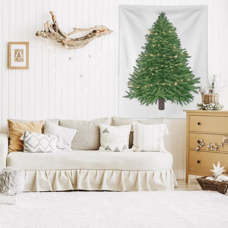 Christmas Tree Hanging Cloth Finished Original Oxford Positioning Cloth - โปสเตอร์ - ผ้าฝ้าย/ผ้าลินิน สีเขียว