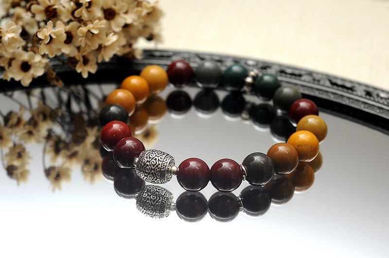 Fu Lu Shou Unisex Crystal Bracelet|| Multi-colored Alxa Agate (Collectible Grade) - Bracelets - Semi-Precious Stones 