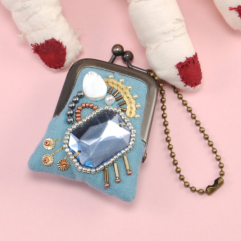 tiny purse for rings and pill,coins,accessories,bag charm purse blue purse 23 - Toiletry Bags & Pouches - Plastic Blue