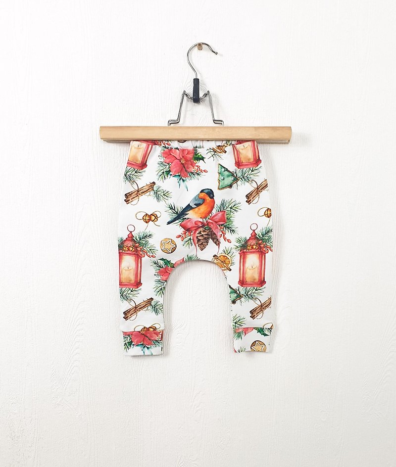 棉．麻 男/女童長褲/短褲 多色 - Vintage Merry Christmas baby pants, Holiday baby pants, Xmas baby gift,red pants
