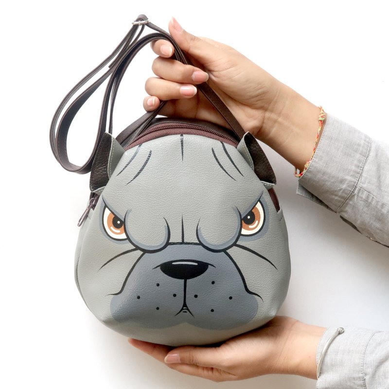 Gray Pit Bull crossbody bag is compact fro carrying mobile phones. - 其他 - 人造皮革 灰色
