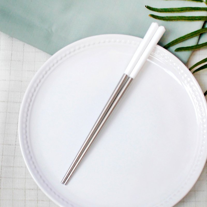 Petal stainless steel chopsticks 5 pairs (clean white) - Chopsticks - Stainless Steel White