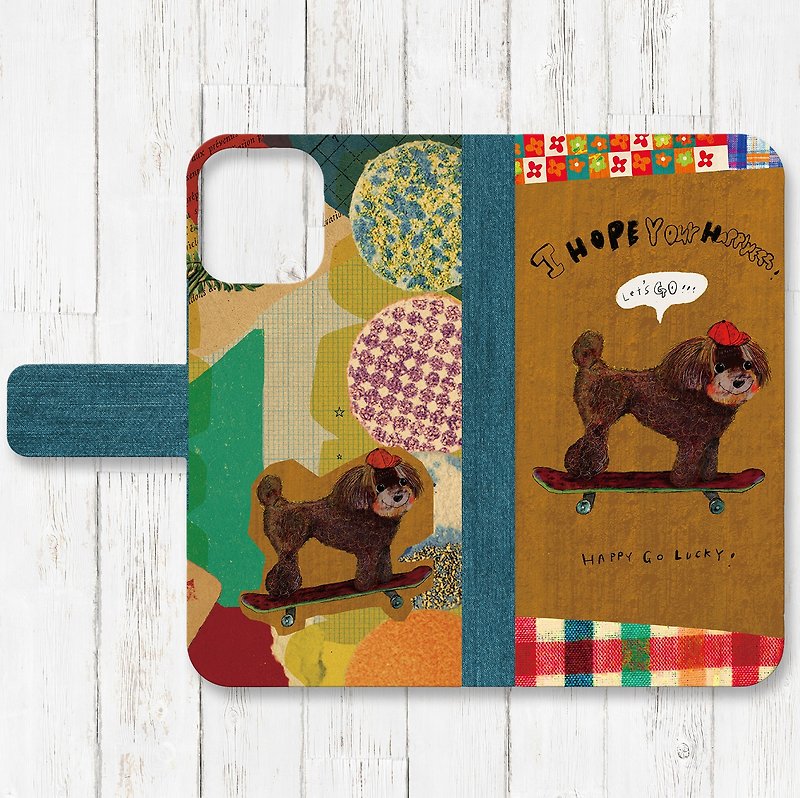 Skater Poodle notebook type iPhone smartphone case - Phone Cases - Faux Leather 