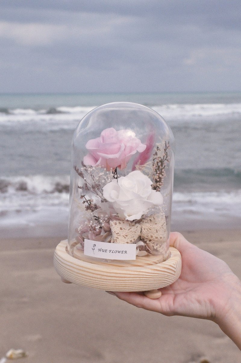 Valentine's Day Flower Gift | Preserved Flower Glass Cover [Bringing Powder] – Valentine's Day Gift/Dry Flower - ช่อดอกไม้แห้ง - พืช/ดอกไม้ สึชมพู