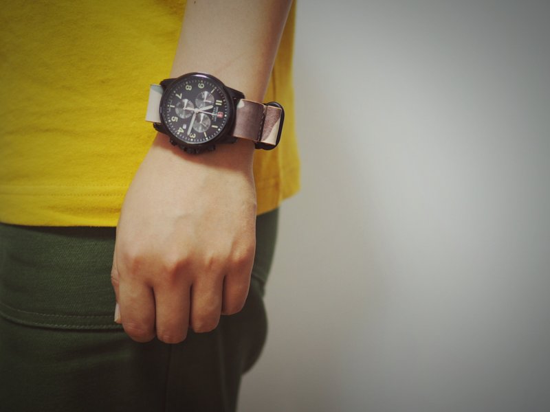 手工牛皮黃棕迷彩NATO錶帶 水鬼軍錶適用 顏色款式可客製化可刻字 - 錶帶 - 真皮 多色