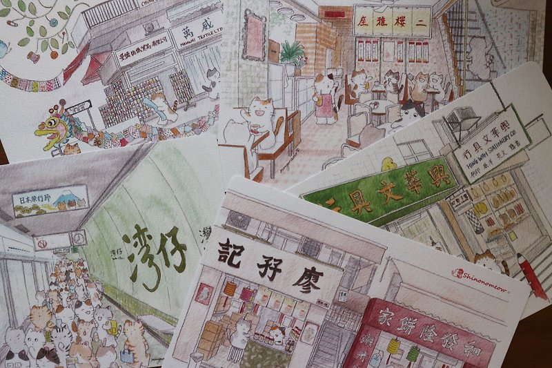 Cat Hong Kong Postcard Set D-5 - การ์ด/โปสการ์ด - กระดาษ 
