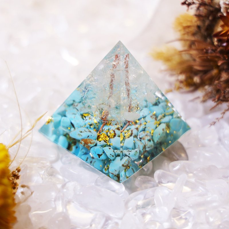 Pyramid Orgonite Tree of Life/Chakra/Aogang/Meditation/Energy White Crystal Turquoise - Other - Resin 
