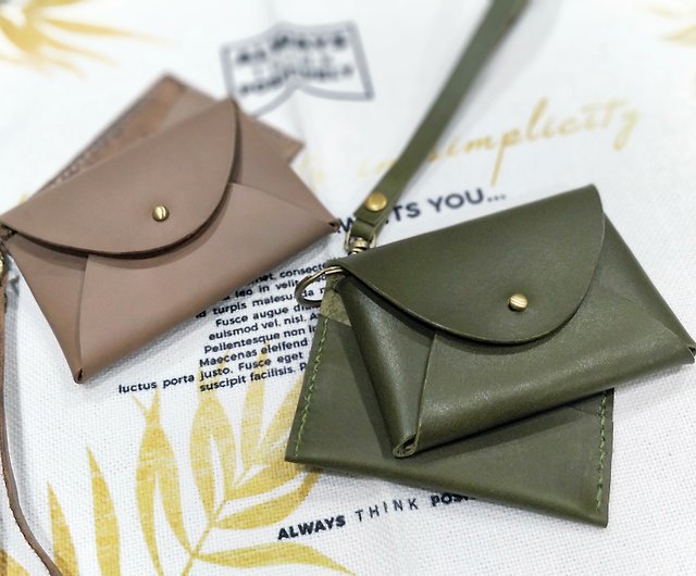 Envelope Clutch Wallet - Handmade Leaf Leather Purse with Coin Pouch
