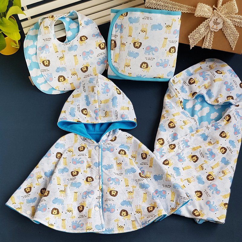 Five-piece group moon ceremony lion giraffe hippo cartoon knit cotton most practical items exclusive handmade - Baby Gift Sets - Cotton & Hemp 