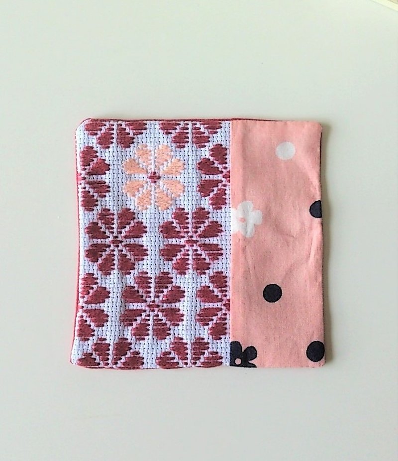 Kogin Embroidery Coaster (Japanese style) - Coasters - Thread Pink
