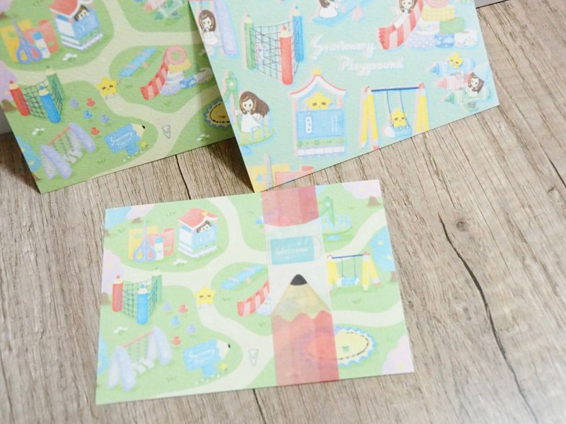 * Stationery Playground 文具遊樂場* 明信片套組 2張入 - 卡片/明信片 - 紙 綠色