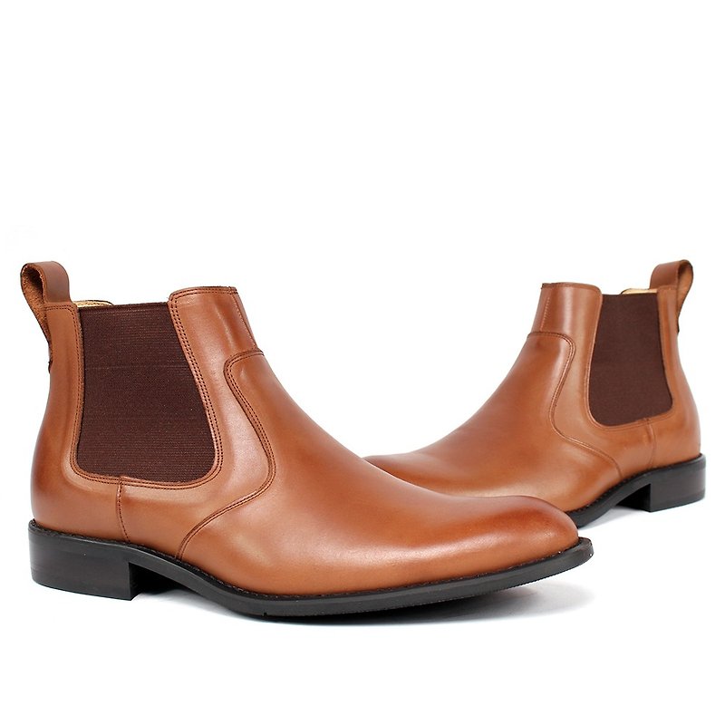 sixlips British Chelsea Boots Brown - รองเท้าบูธผู้ชาย - หนังแท้ สีนำ้ตาล