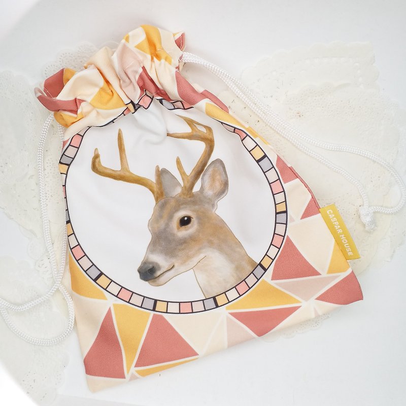 Mosaic Animal Drawstring Bag, Deer - กระเป๋าหูรูด - วัสดุอื่นๆ หลากหลายสี