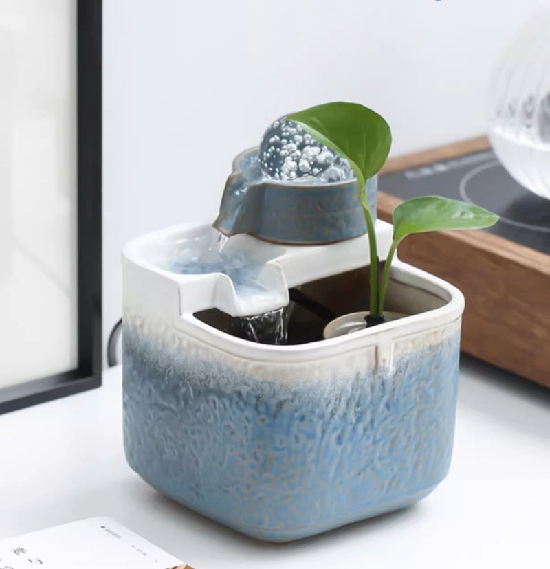 迷你招財小流水  風生水起  財源滾滾   招財流水USB插頭 - 擺飾/家飾品 - 陶 