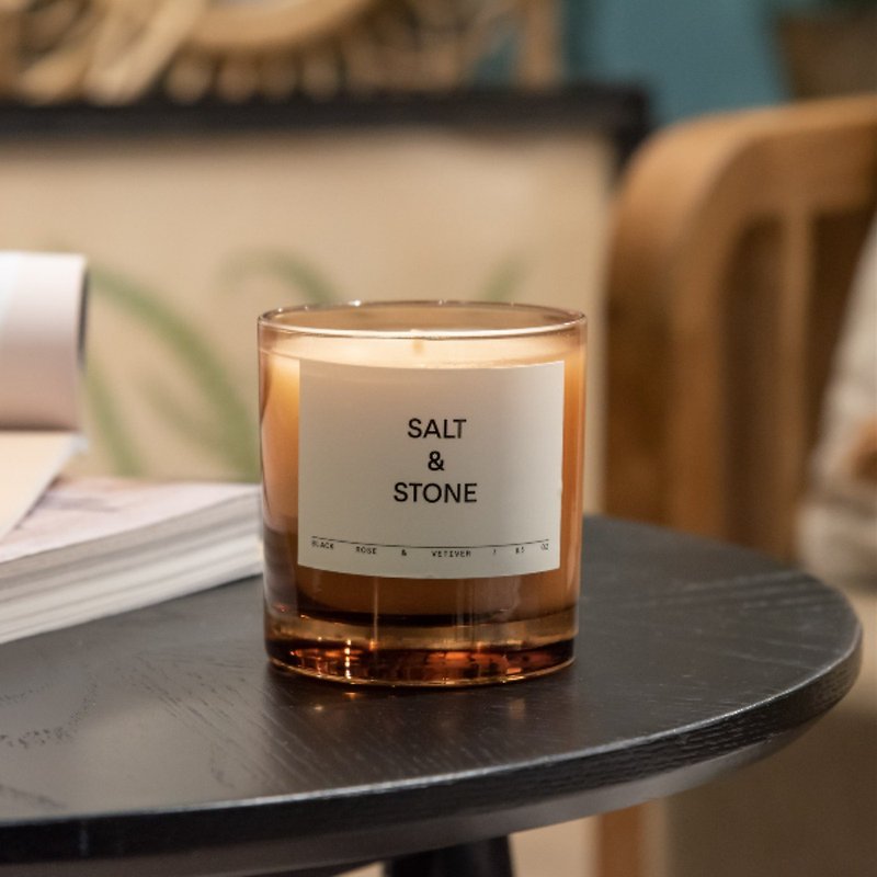 US SALT & STONE Natural Scented Candle | Black Rose Vetiver - Candles & Candle Holders - Wax Khaki
