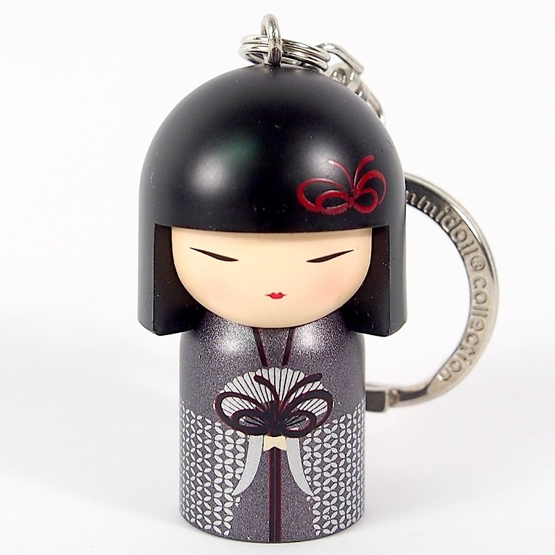 Key ring-Hideka wisdom [Kimmidoll and blessing doll key ring] - Keychains - Other Materials Black