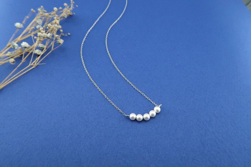 珍珠 項鍊 白 微笑 925純銀 - 項鍊 - 純銀 白色