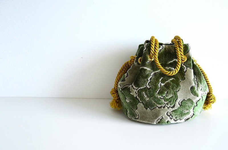 New color! Versailles Marine Bag Green - กระเป๋าถือ - ผ้าฝ้าย/ผ้าลินิน สีเขียว
