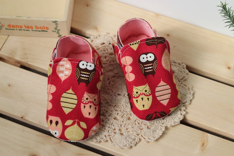 貓頭鷹-紅 學步鞋 - 童裝鞋 - 其他材質 紅色